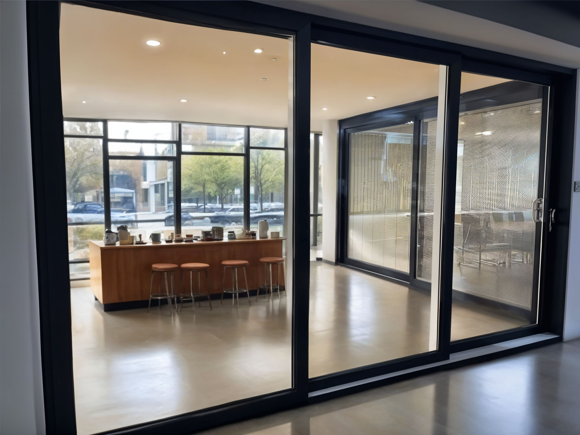 Black Triple Track Sliding Door