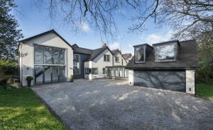 UPVC grey flush windows on a home