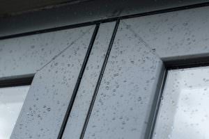 flush doors in grey close up