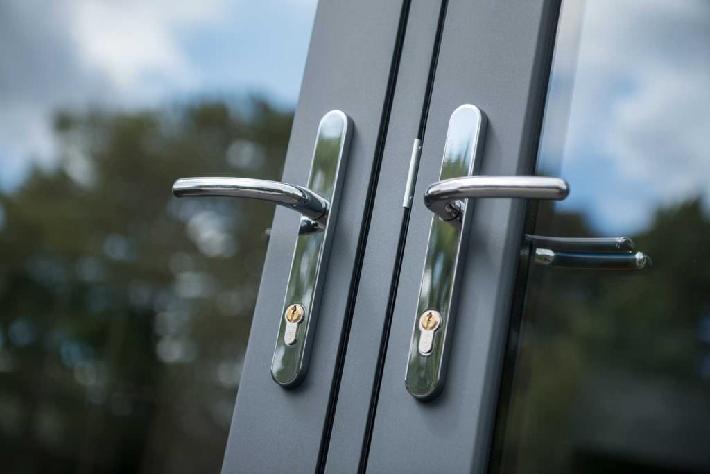Internal flush french door handles