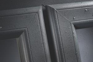 close up of sculptured grey window frames