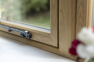 woodgrain foil close up of flash window corner